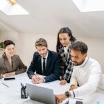 business team using software