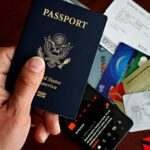 traveler using secure laptop